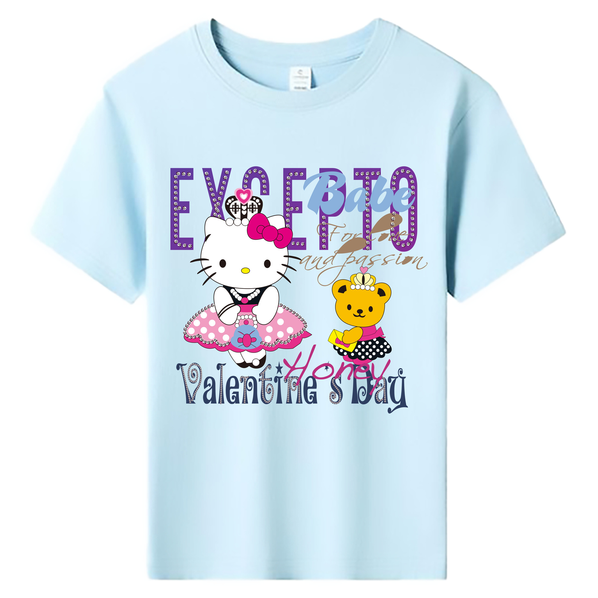 （画像用） Hello Kitty ハローキティ 綿100％キッズTシャツ（フロントプリント）